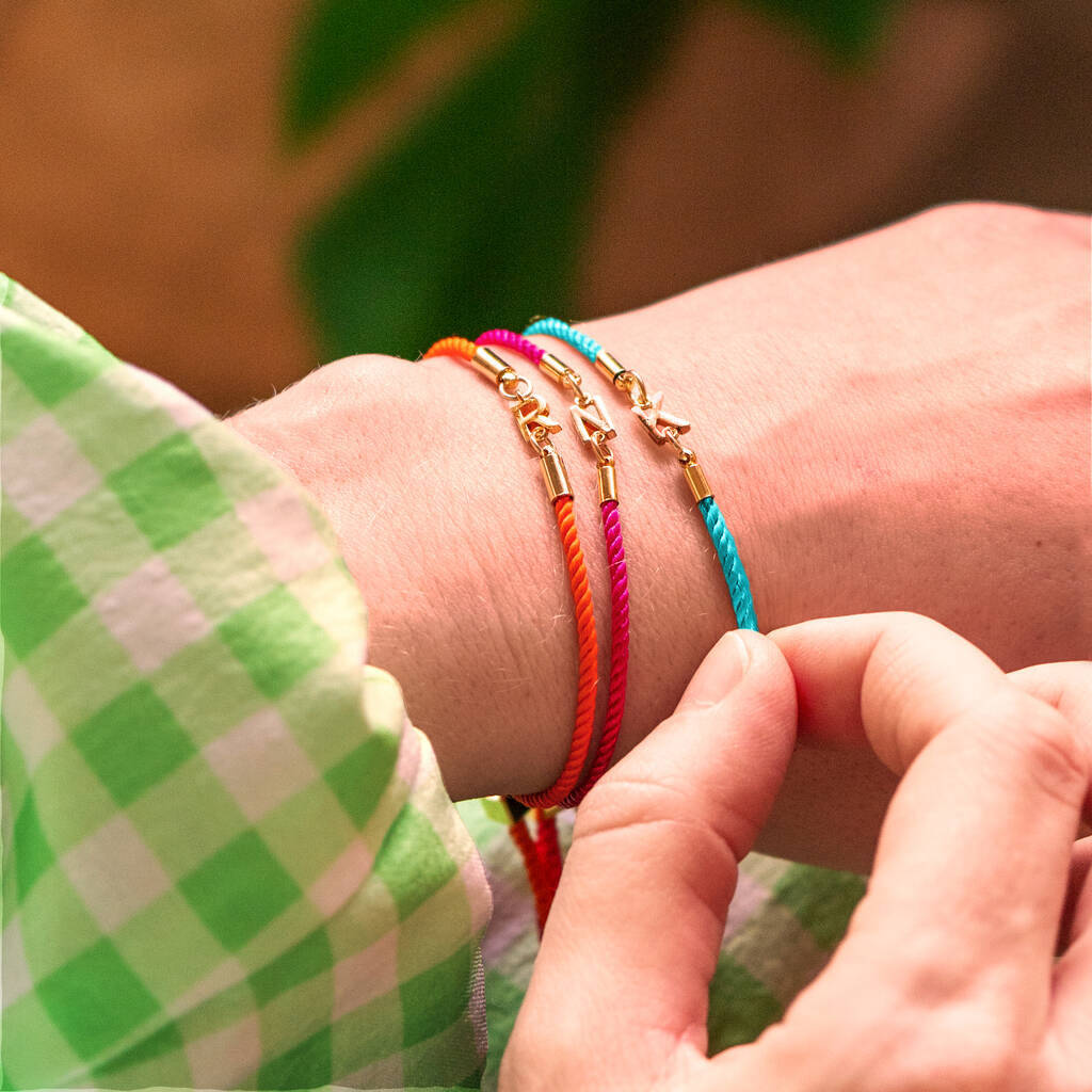 Personalised Bright Cotton And Initial Galentines Bracelet