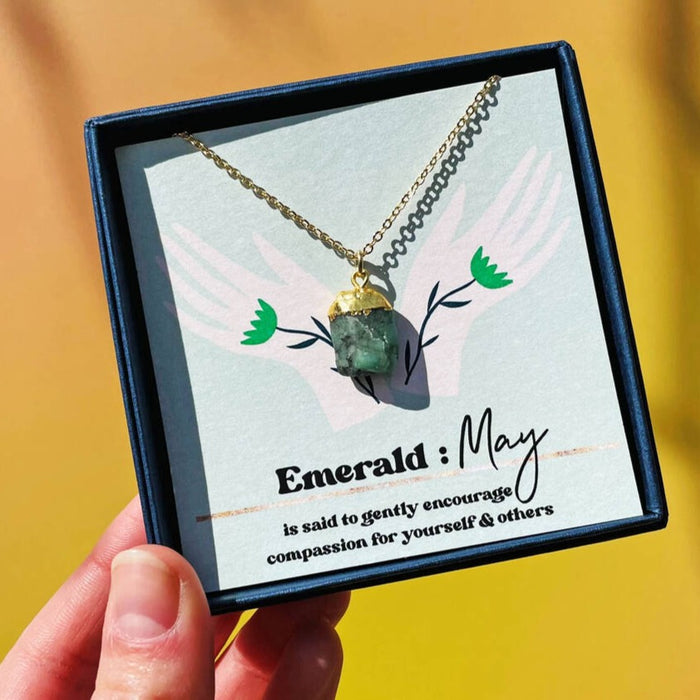 Personalised May Birthstone Emerald Necklace