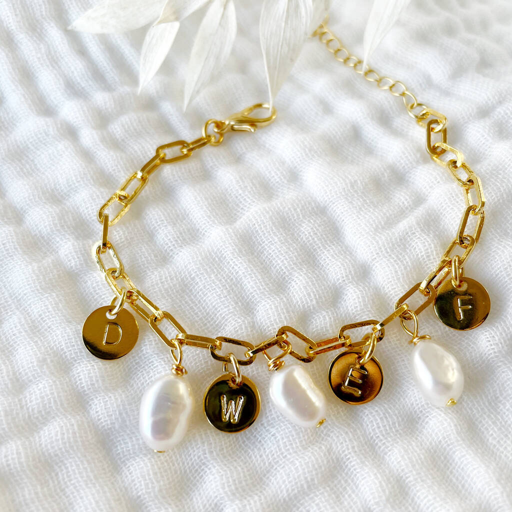 Personalised Family Pearl Charm Bracelet