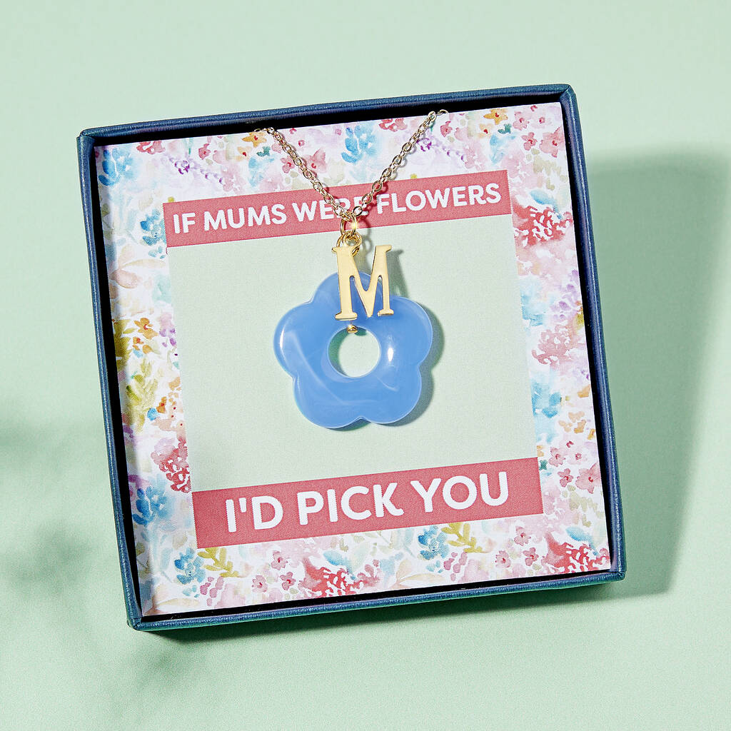 Personalised Initial And Flower Mother's Day Necklace