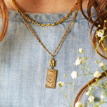 Personalised Initial And Tarot Card Necklace