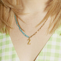 Personalised Initial Gold And Bright Paperclip Chain