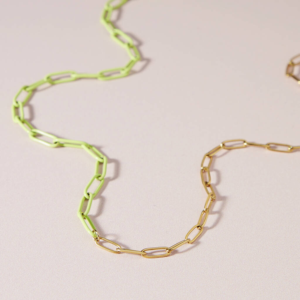 Personalised Initial Gold And Bright Paperclip Chain