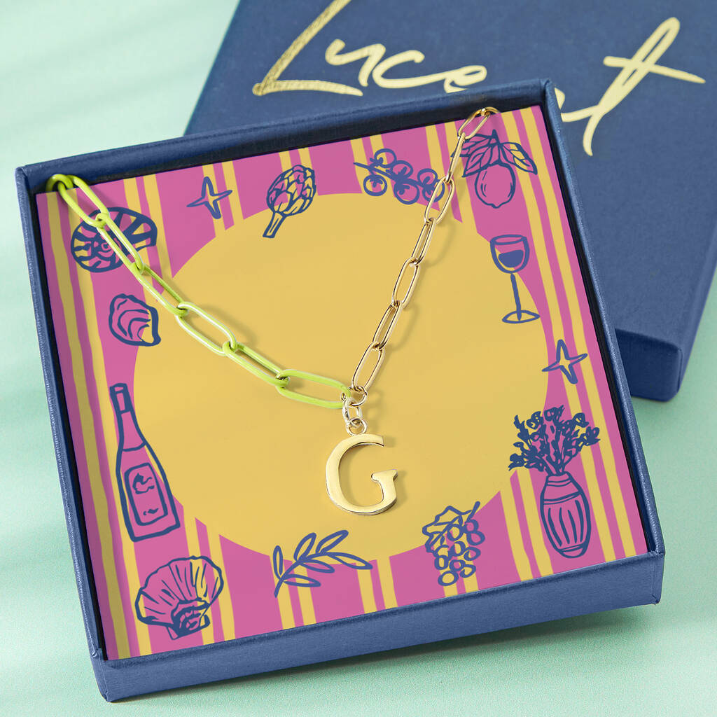 Personalised Initial Gold And Bright Paperclip Chain