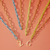 Personalised Initial Gold And Bright Paperclip Chain