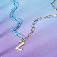 Personalised Initial Gold And Bright Paperclip Chain