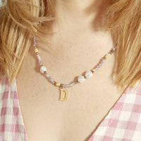 Personalised Initial Pearl and Stone Necklace