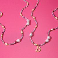 Personalised Initial Pearl and Stone Necklace
