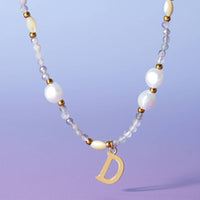 Personalised Initial Pearl and Stone Necklace