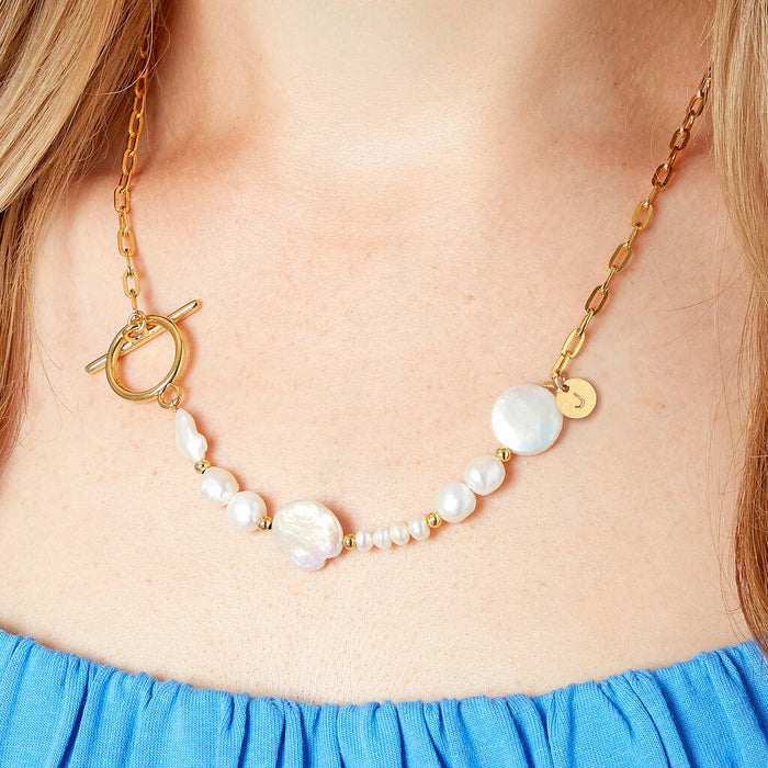 Personalised Pearl And Chain Necklace