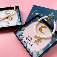 Personalised Pearl, Initial And Birthstone Bracelet