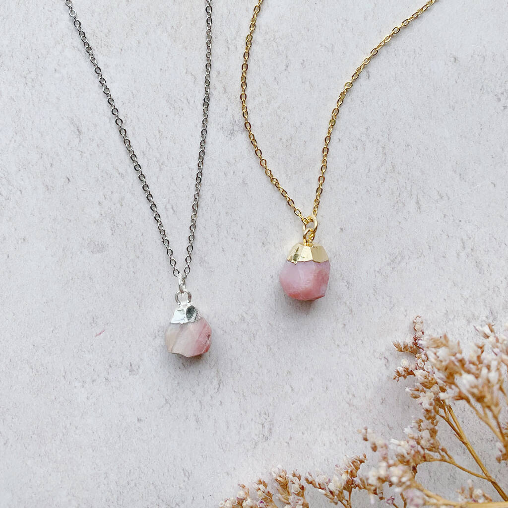 Personalised October Birthstone Pink Opal Necklace