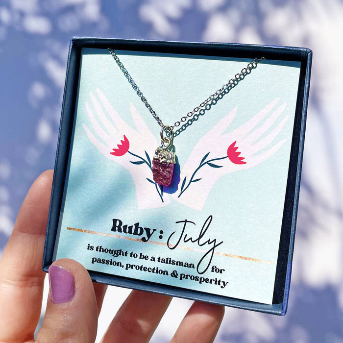 Personalised July Birthstone Ruby Necklace