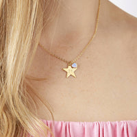 Personalised Star And Birthstone Milestone Birthday Necklace