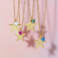 Personalised Star And Birthstone Milestone Birthday Necklace