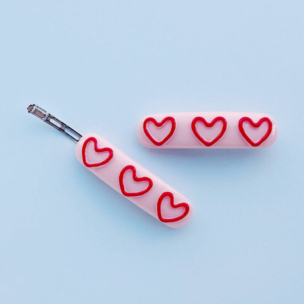 Pink Love Heart Hair Slide