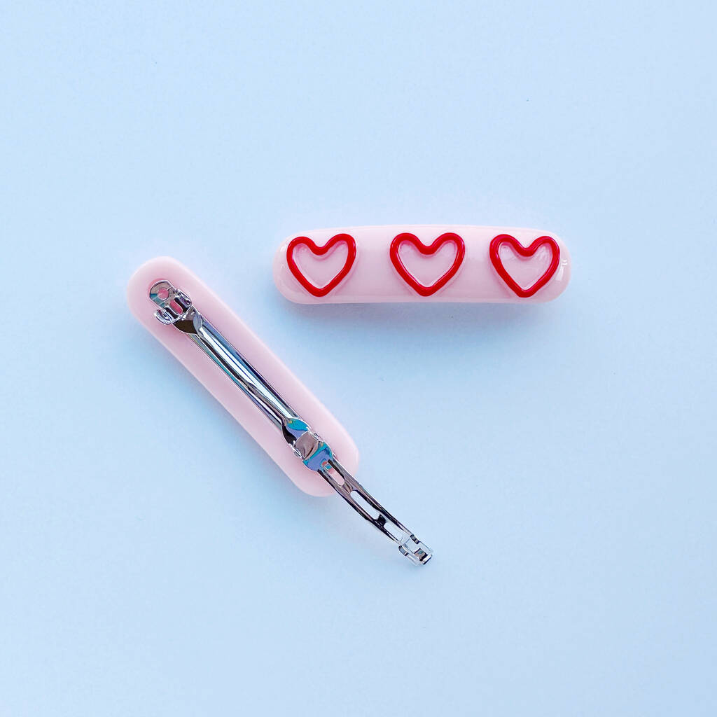 Pink Love Heart Hair Slide