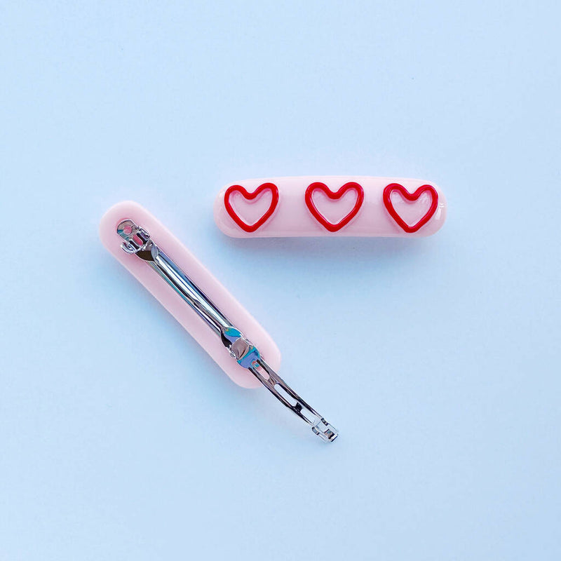 Pink Love Heart Hair Slide