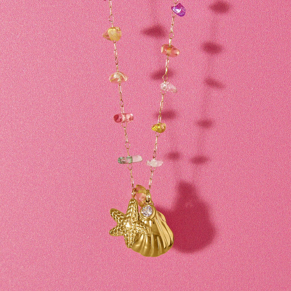 Tropic Rainbow Bead And Shell Necklace