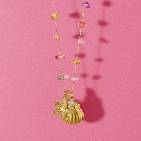 Tropic Rainbow Bead And Shell Necklace