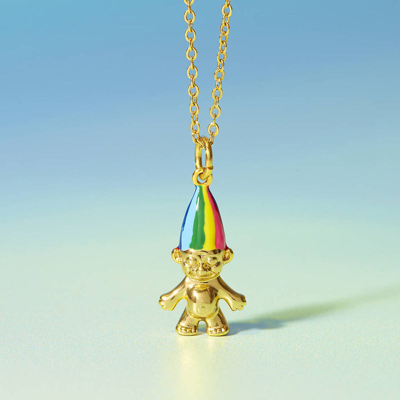 Retro Gold Plated Troll Doll Necklace