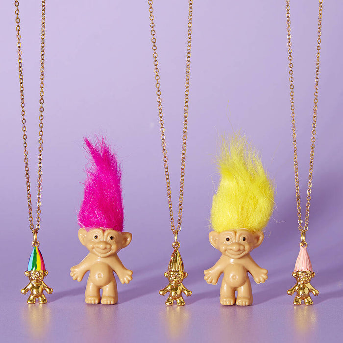 Retro Gold Plated Troll Doll Necklace