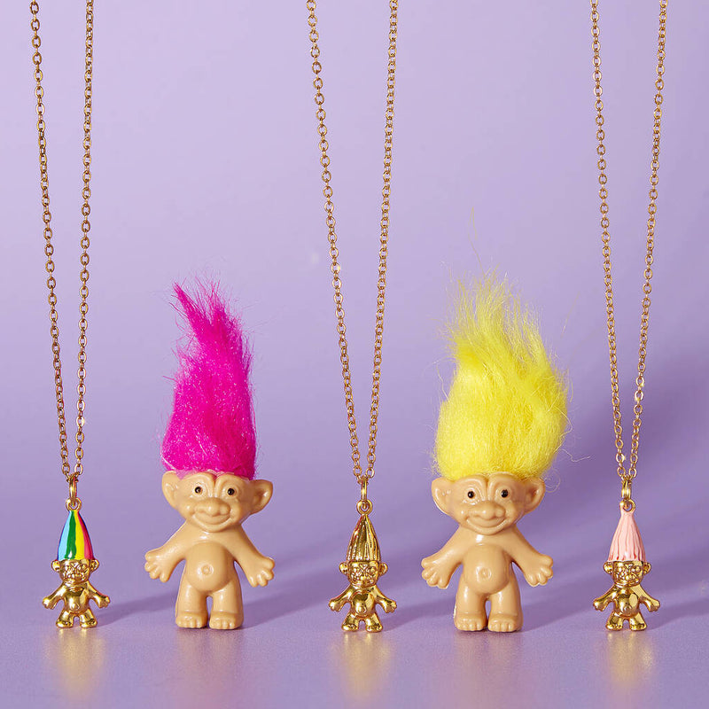 Retro Gold Plated Troll Doll Necklace