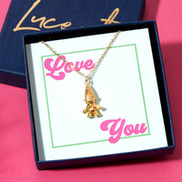 Retro Gold Plated Valentines Troll Doll Necklace