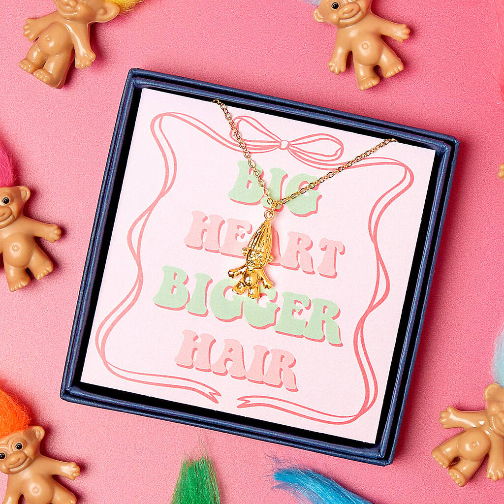Retro Gold Plated Troll Doll Necklace