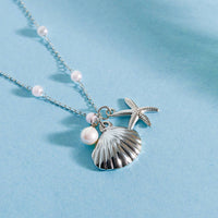 Seashell, Starfish & Pearl Charm Necklace