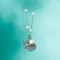 Seashell, Starfish & Pearl Charm Necklace