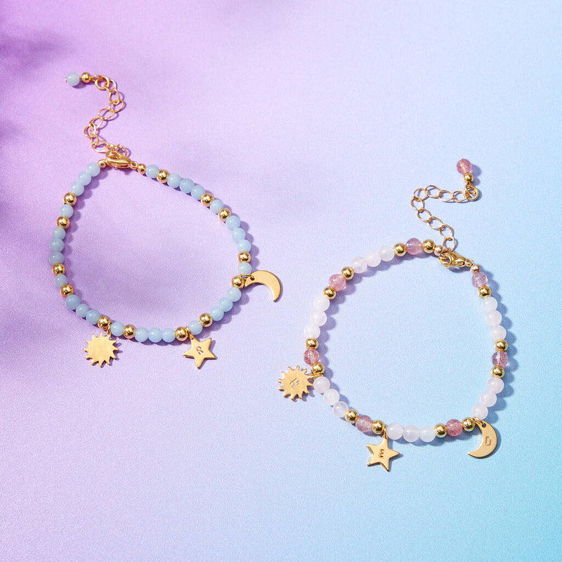 Selene Personalised Gemstone And Celestial Charm Bracelet