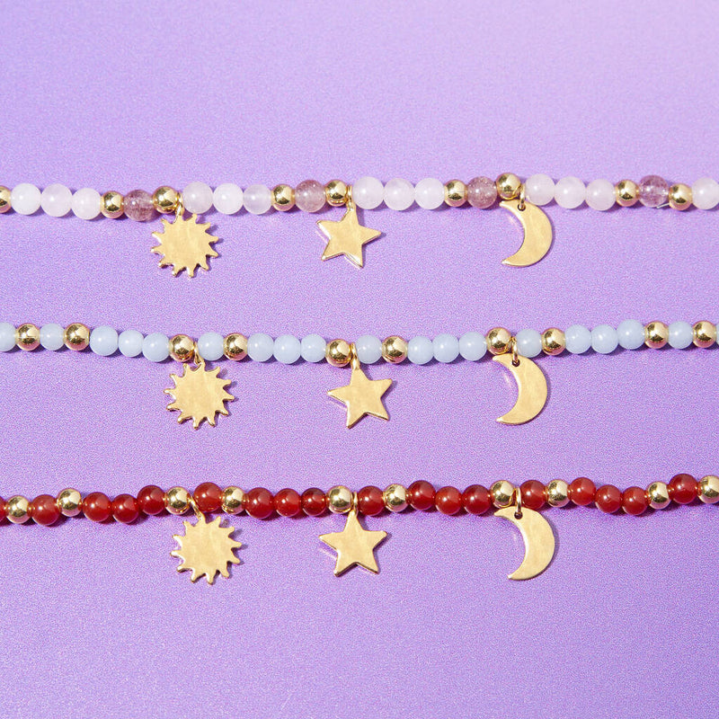 Selene Personalised Gemstone And Celestial Charm Bracelet