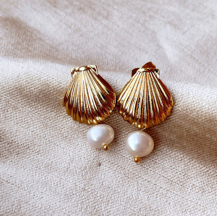 Shell And Pearl Earrings