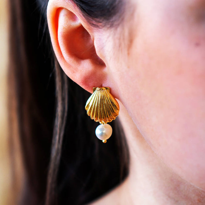 Shell And Pearl Earrings
