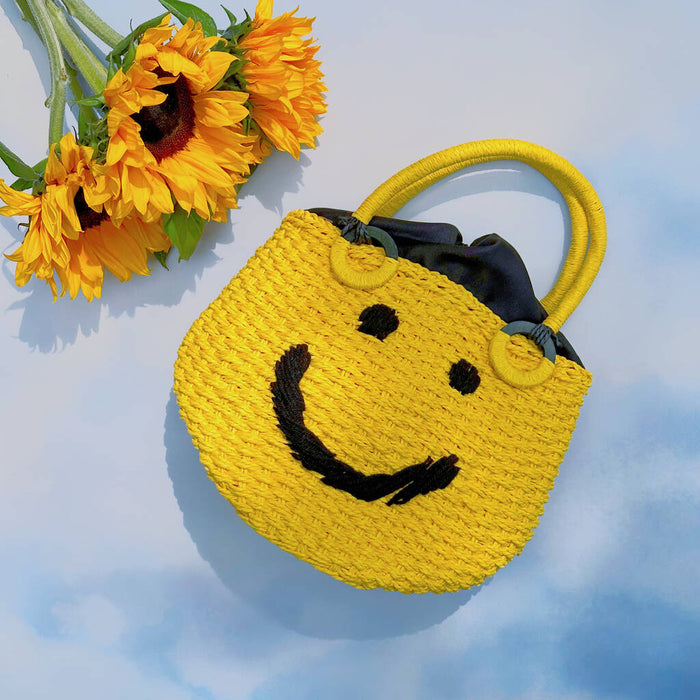 Smile Face Straw Basket Bag