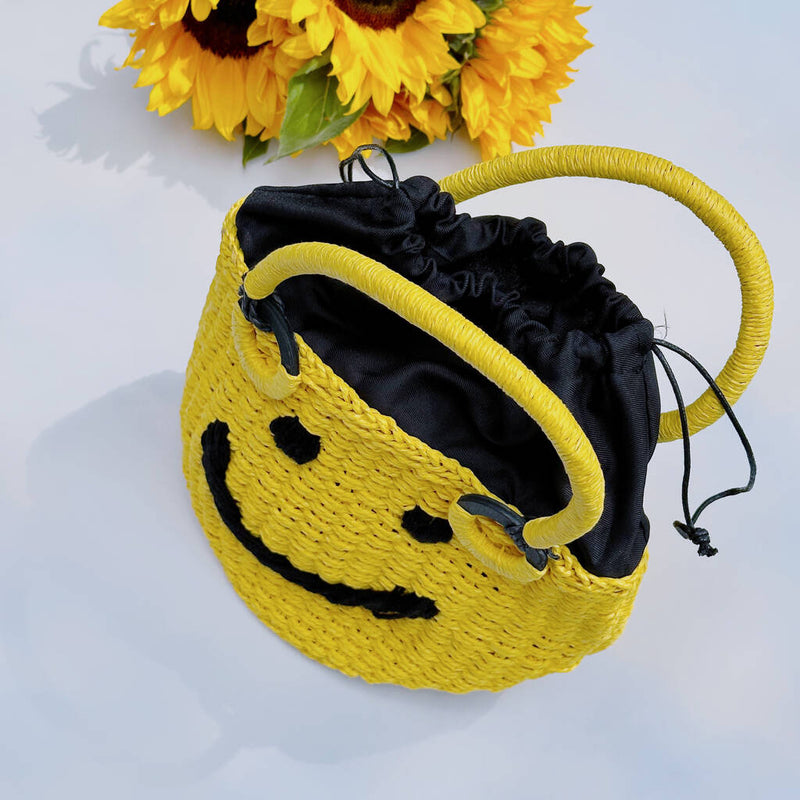 Smile Face Straw Basket Bag