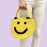 Smile Face Straw Basket Bag