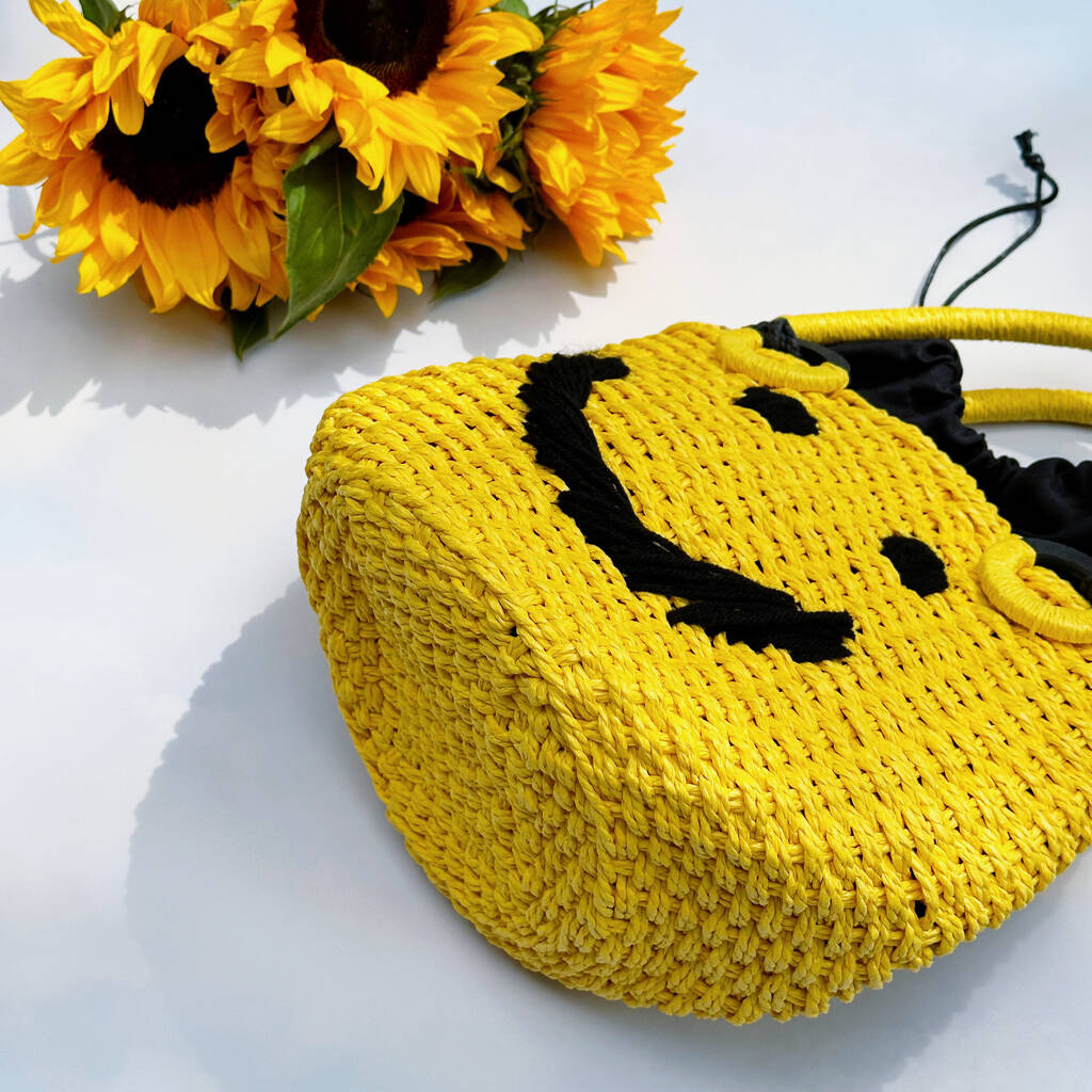 Smile Face Straw Basket Bag