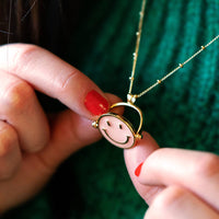 Smiling Face Enamel Spinner Necklace