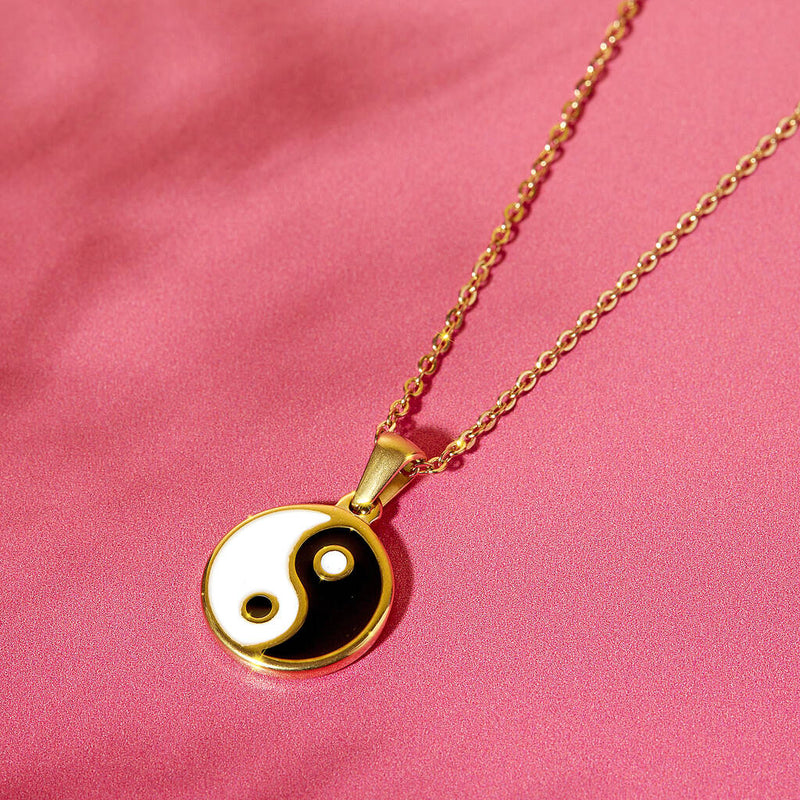 Stainless Steel Retro Yin Yang Necklace