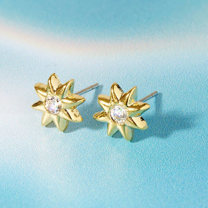 Star And Gem Gold Plated Stud Earrings