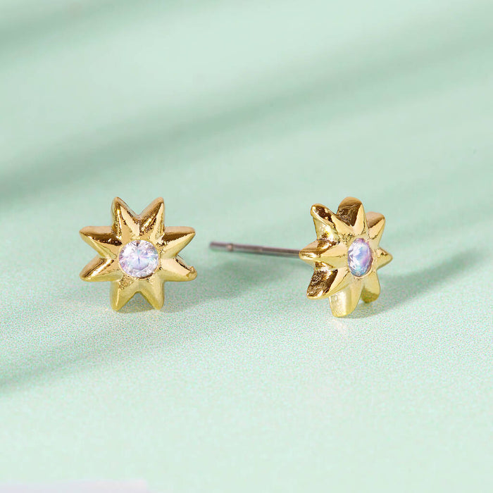 Star And Gem Gold Plated Stud Earrings