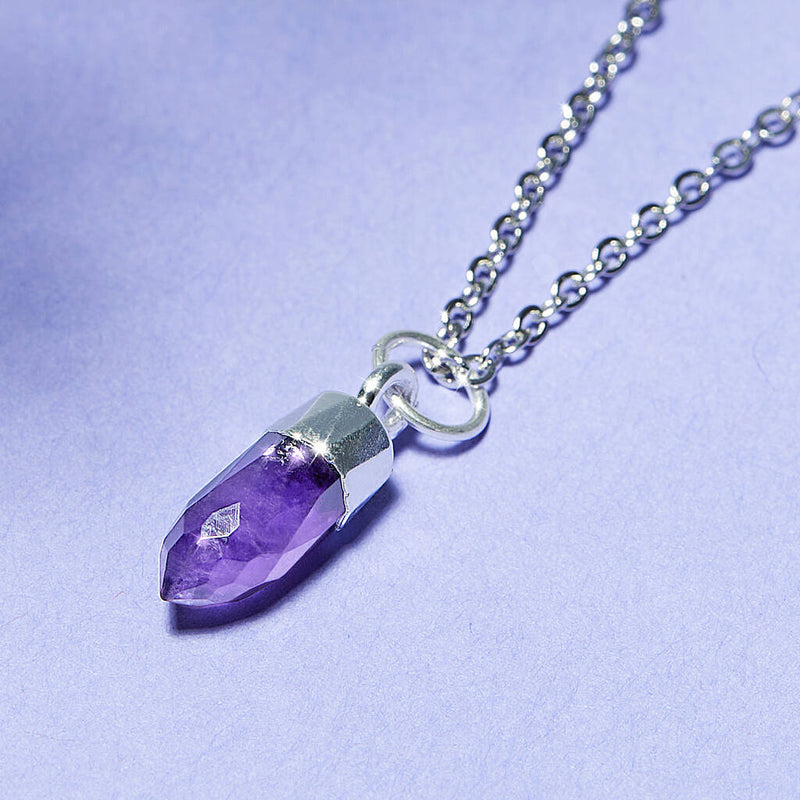 Sterling Silver Mini Gemstone Amethyst Necklace