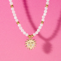 Sun And Moonstone Gold Plated Necklace