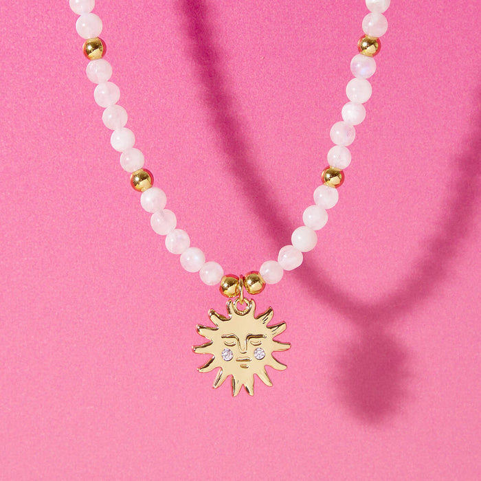 Sun And Moonstone Gold Plated Necklace