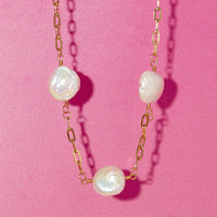 Sunkissed Pearl And Chain Necklace