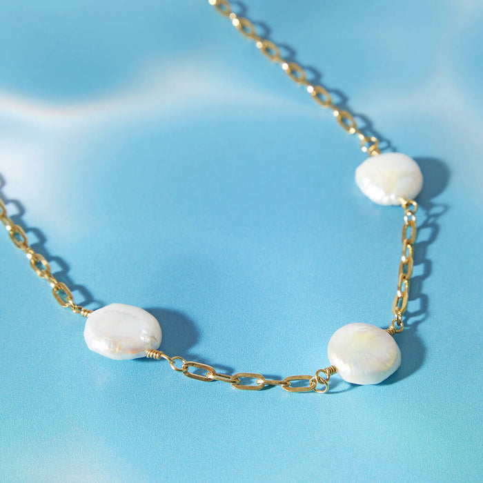 Sunkissed Pearl And Chain Necklace