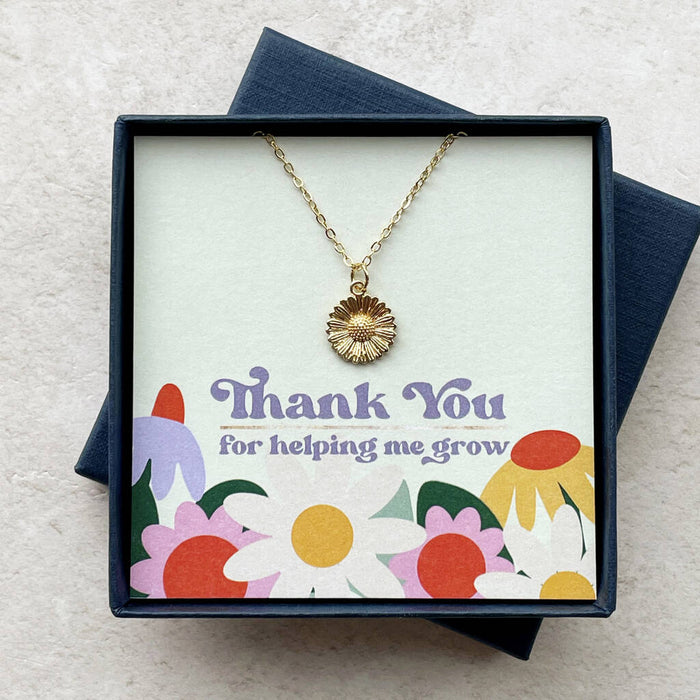 Thank You For Helping Me Grow Teacher Gift Necklace