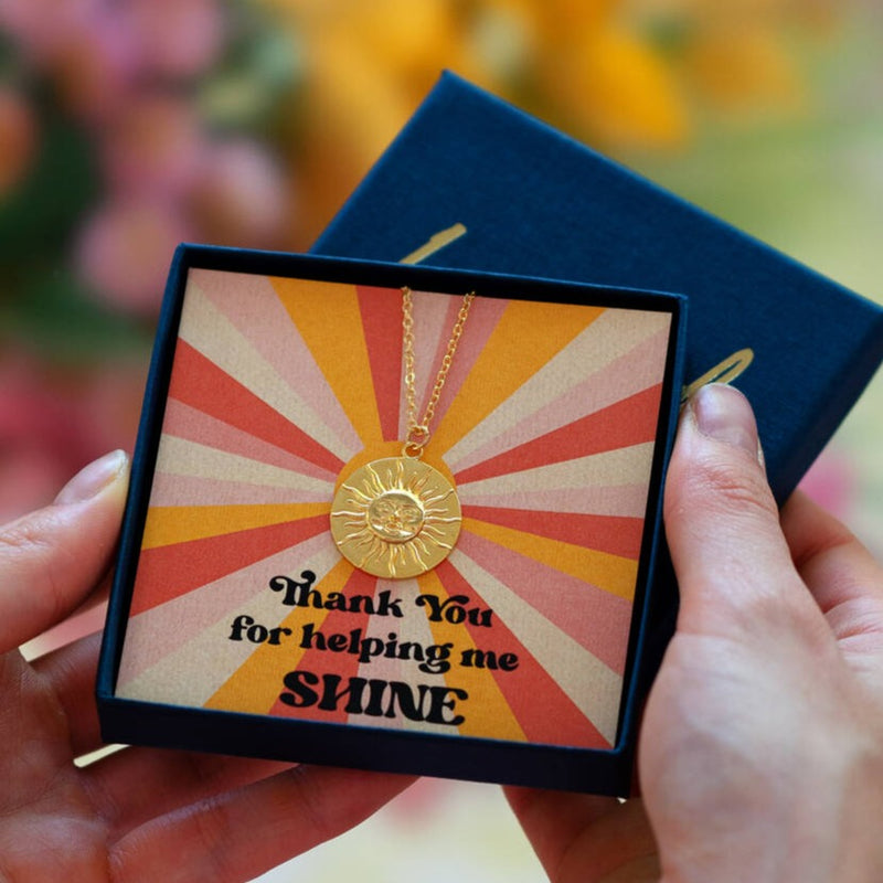 Thank You for Helping Me Shine Necklace Teacher Gift